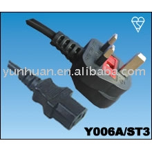 Supplier of uk cables 3pin fused 13A 5a moulded plug